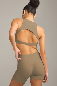 Women's Yoga Sets: Cutout Back Top and High Waist Shorts