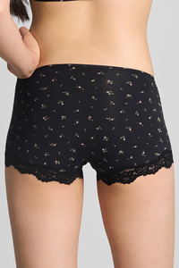Women's Seamless Comfort Black Floral Lace Shorts