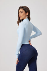 Women'S Zippered Stand-Up Collar Warm Yoga Sports Long Sleeve Jacket