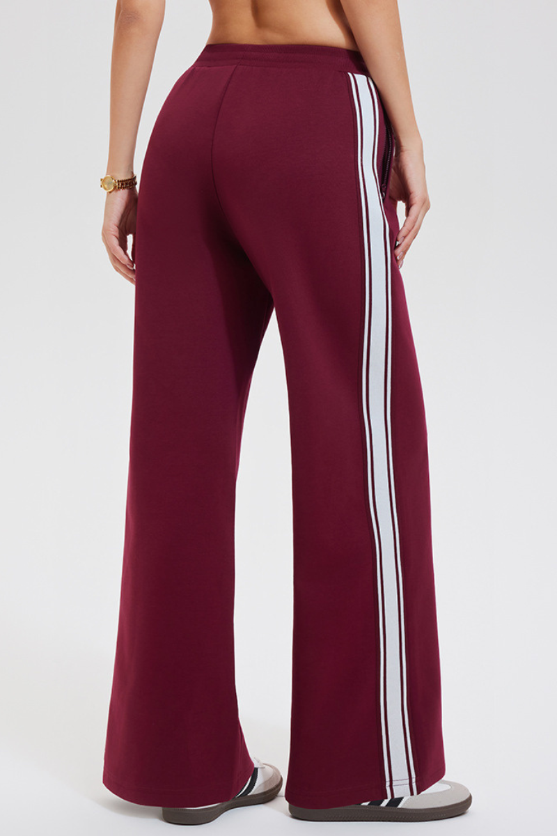 Women's Athletic Color-Blocked Straight-Leg Pants