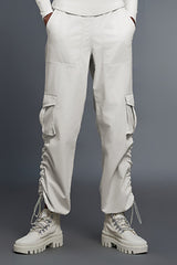 Women Fleece-Lined Cargo Jogger Adjustable-Cuff Utility Workout Pants