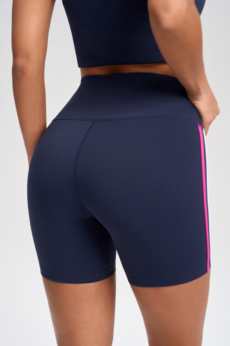 Women's Color-Block Stripe Yoga Shorts