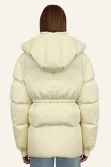 Women's Waist-Cinched Hooded Cotton Jacket