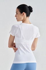 Women's Slim-Fit Breathable Waist-Cinching Crew Neck T-shirt