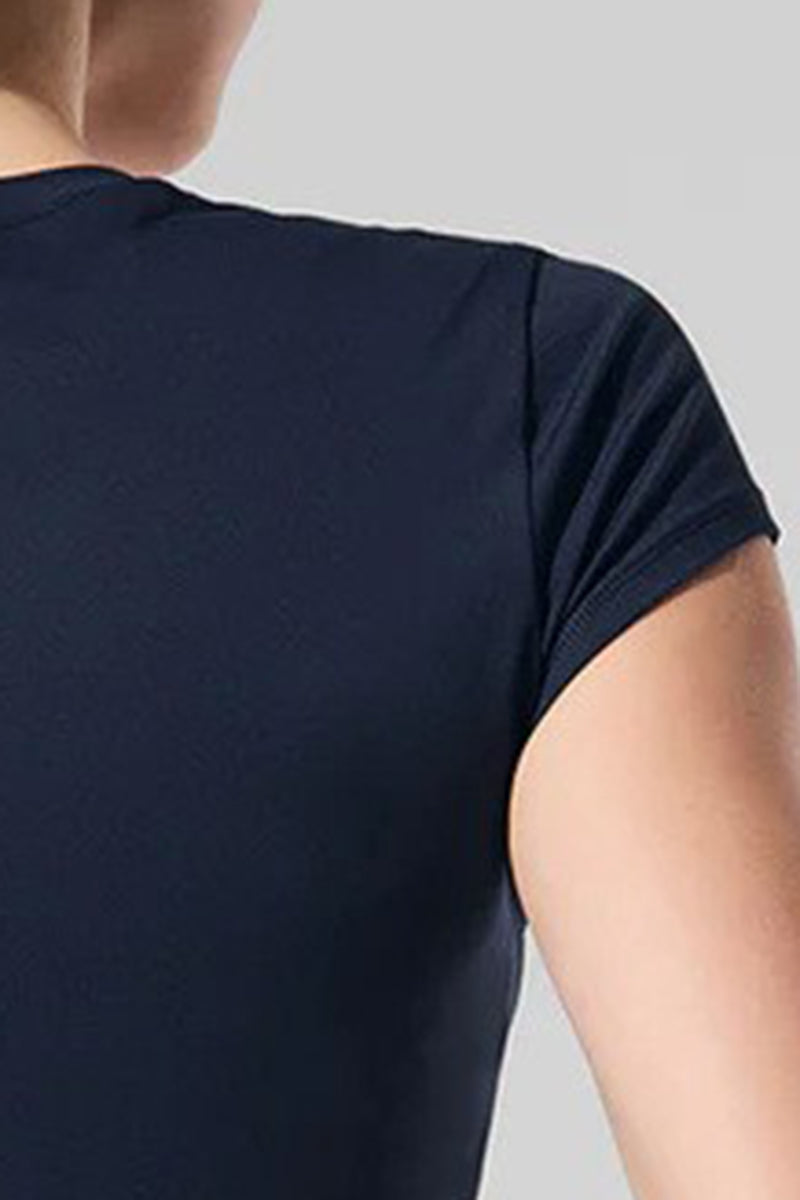 Women Cropped Soft-Feel Round Neck Fitness T-Shirt