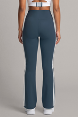 Women's Side White Stripe High Rise Flared Pants(Pre-Order)