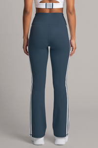 Women's Side White Stripe High Rise Flared Pants(Pre-Order)