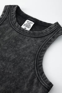 Streetwear Washed Crop Top - Pleated Slim-Fit Bustier Tank