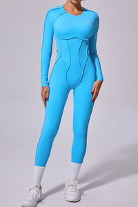 Women One-Piece Backless Skinny Long Sleeve Long Pants Exercise Yoga Bodysuit
