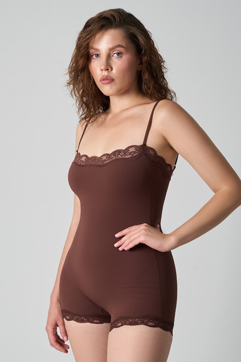 Women's Lace Shapewear Spaghetti Strap Boyshort Jumpsuit