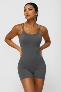 Women Criss Cross Back Sport Jumpsuit