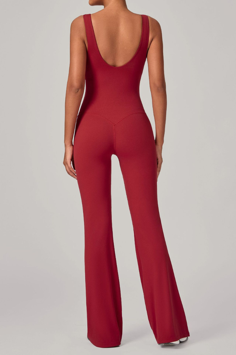 Women's Athletic U-neck Backless One-piece Jumpsuits
