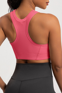 Women's Ribbed Front Zipper Racerback High Impact Sports Bra