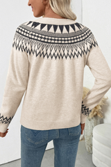 Geometric pattern knitted sweater