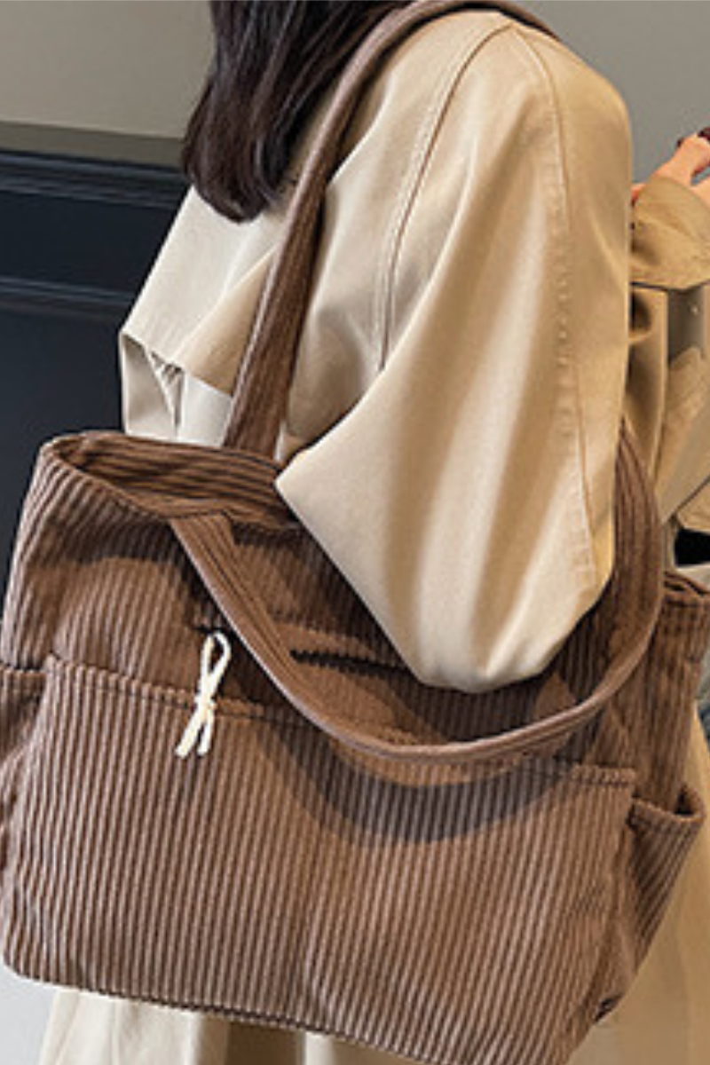 Women's Fall Vintage Corduroy Hand-Carry & Shoulder Tote Bag