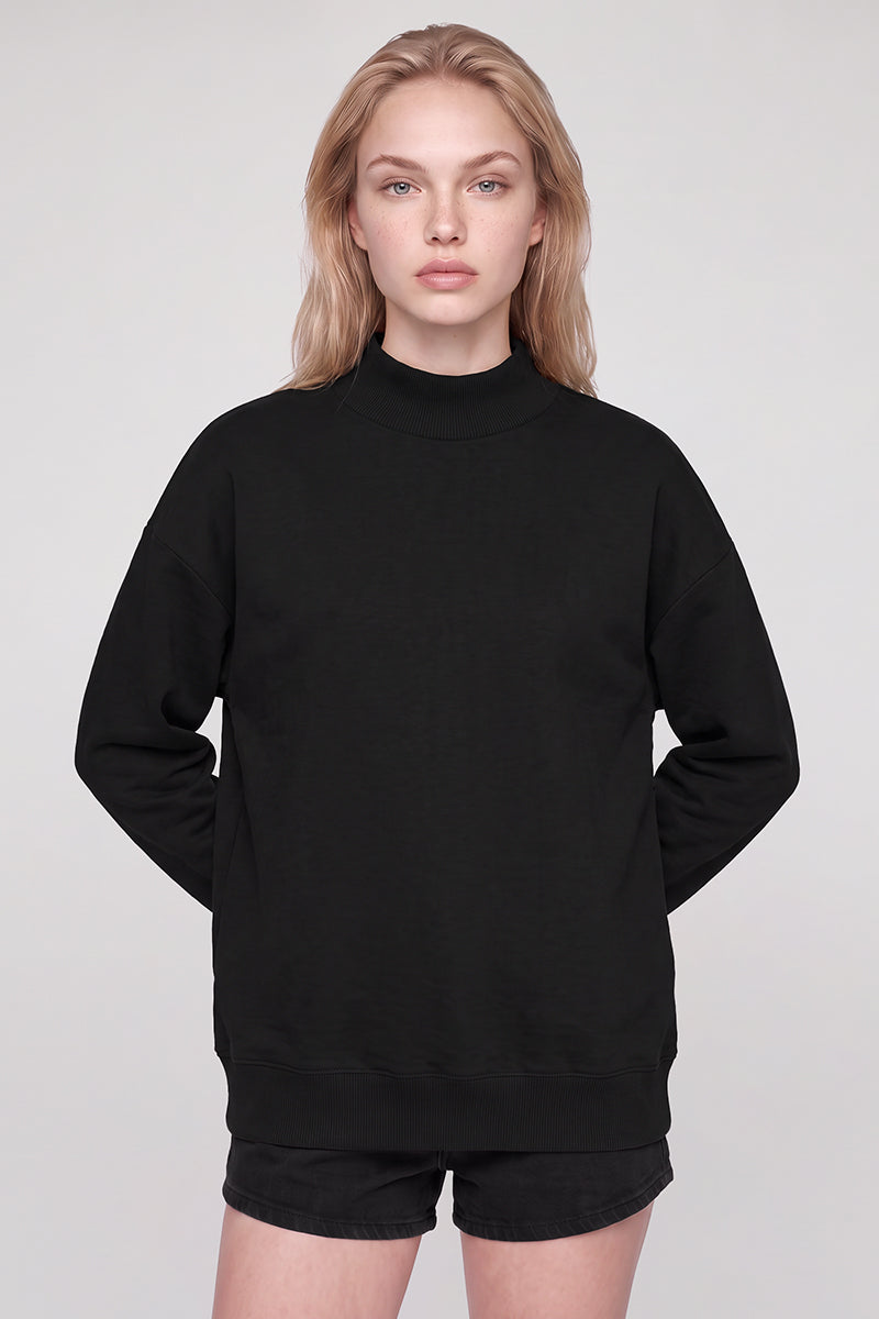 Women's Fall Fleece Relaxed Mock Neck Sweatshirt