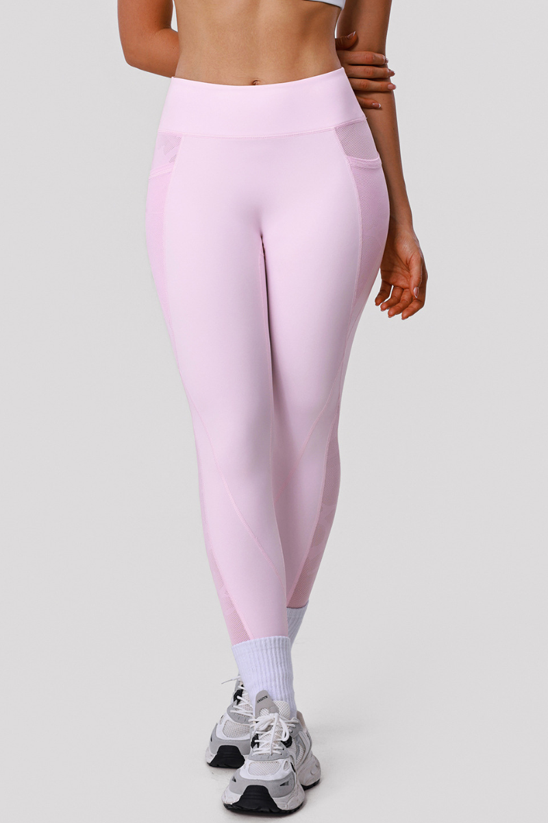 Women's Athletic Side Mesh Patchwork And Pocketed Leggings