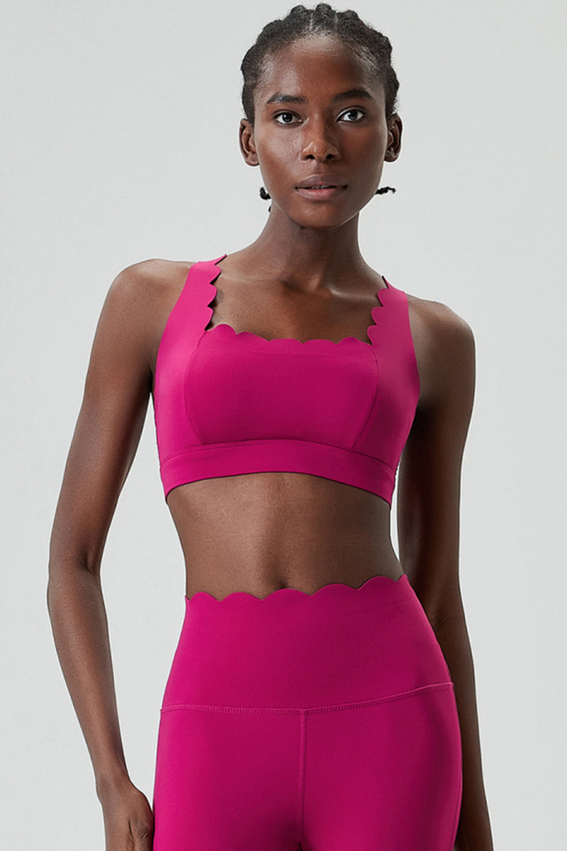 Women Wave-Edge Double-Strap High-Impact Quick-Dry Sports Bra