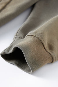 Washed raglan sleeve hooded sweatshirt