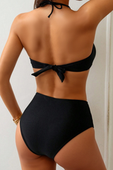 Women's Solid Halterneck Sexy Two Piece Bikini Set