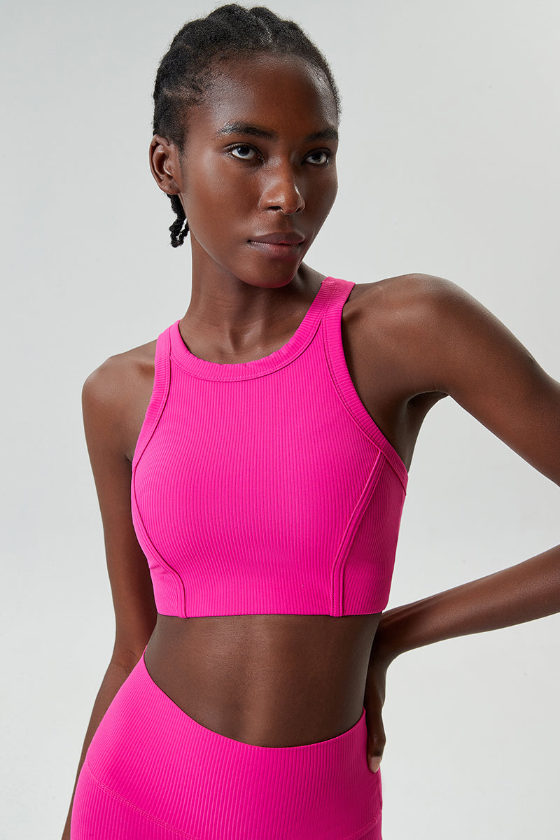 Solid threaded sports bra