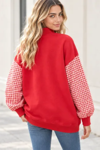 Women's Fall Christmas Letter Embroidery Mockneck Sweatshirt