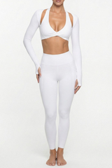 Women's Twist Front Long Sleeve T-shirt & Leggings 2-Piece Set