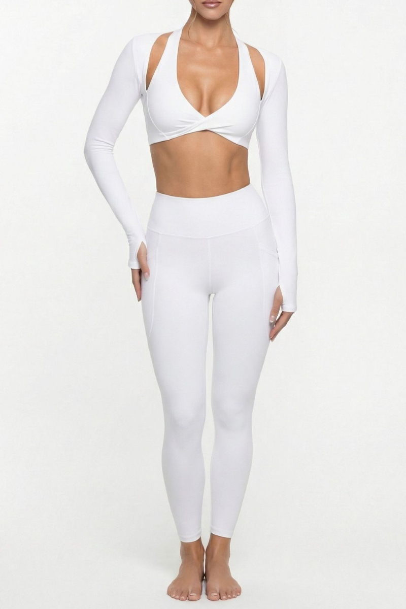 Women's Twist Front Long Sleeve T-shirt & Leggings 2-Piece Set