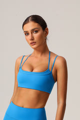 Women High Elastic Thin Strap Halter Neck Fitness Running Sports Bra