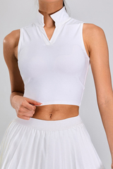 Women's Athletic V-neck Reverse-collared Fitness Tank Top