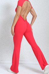 Women's Athletic Backless Pleated Buttock Lift Yoga Jumpsuit