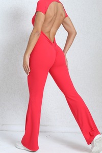 Women's Athletic Backless Pleated Buttock Lift Yoga Jumpsuit
