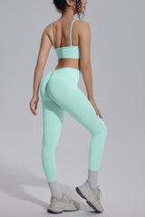 Women's Seamless Triangle Cup Bra&No Front Seam Legings Set