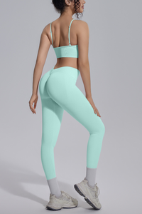 Women's Seamless Triangle Cup Bra&No Front Seam Legings Set