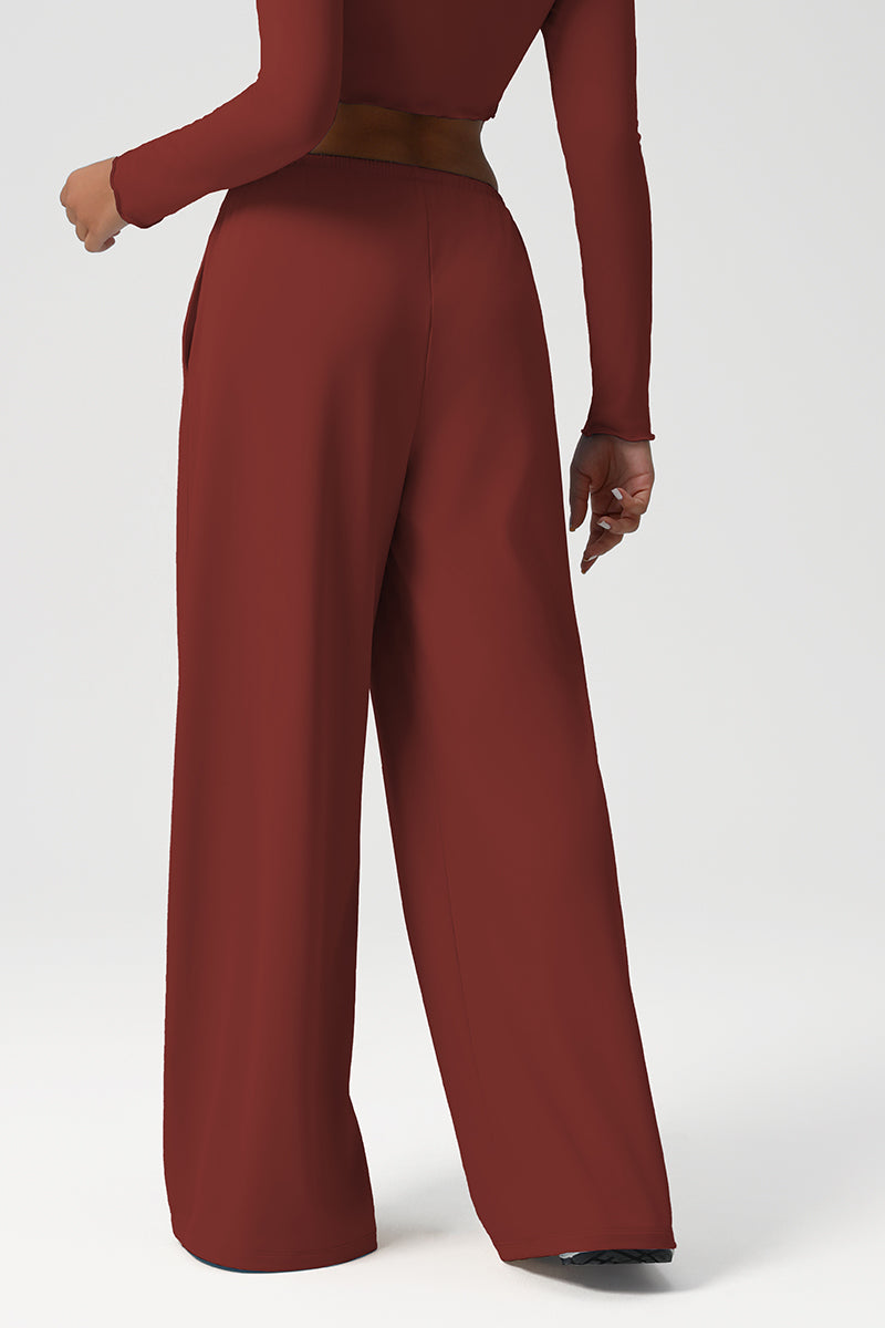 Women Wide Leg Low Rise Pocket Yoga Pants
