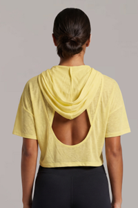 Women’s Hooded Cut Out Cropped Breathable Short-Sleeved Top