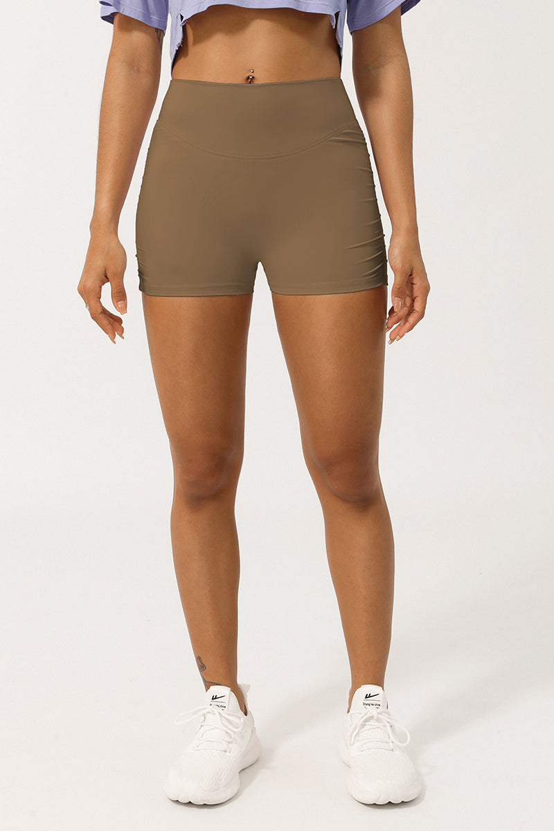 Women Pleated Butting Lifting Yoga Sport Shorts