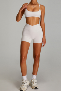 Women's Set:Cross-back  Bra And Criss-cross Waist Shorts
