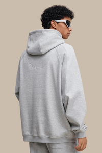 Hooded zip-up sweatshirt.