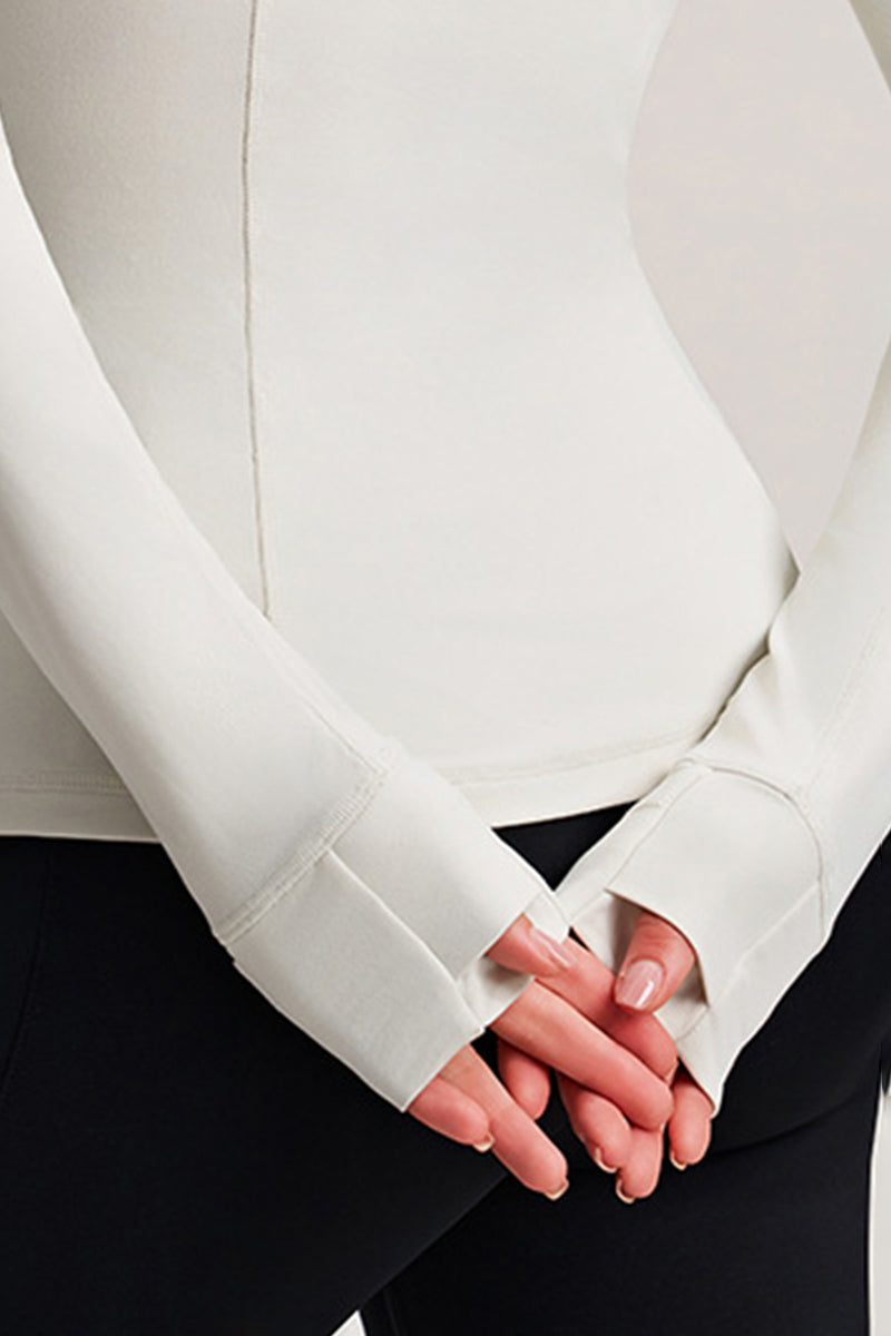 Women Stand Collar Gold Zipper Slim Fit Yoga Jacket Running Workout Top