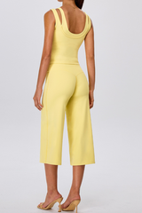 Women's Yoga Sets:Fake Two-Piece Tank Top & Wide Leg Capri Pants