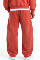 Unisex Fall Fleece Elastic Waist Curved Wide Leg Sweatpants