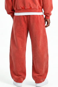 Unisex Fall Fleece Elastic Waist Curved Wide Leg Sweatpants