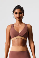 Women Eco-Friendly Fabrics Cross Back Color Collision With Padded Running Casual Sports Fitness Yoga Tank Tops