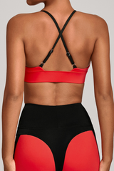Women's Athletic V-Neck Triangle Cup Color Block Bra