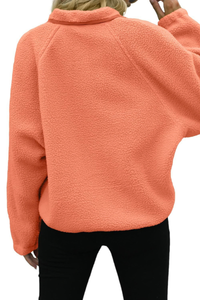 Women's Fall/Winter Patch Pockets Fleece Snap Button Jacket