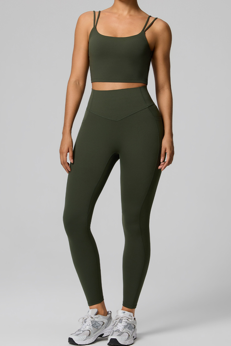 Women's Women's Double Strap Twist Back Bra And Leggings