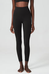 Solid high-waisted sports leggings