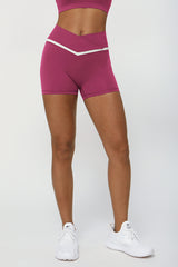 Colorblocked Crossover V-Waist Skinny Athletic Shorts