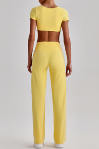 Women's  Quick Dry T-shirt & No Front Seam Yoga Pants Set